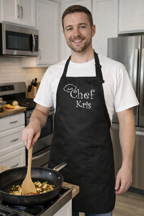 Personalized Apron Embroidered Chef Any Name Design Add a Name, premium quality apron with embroidery, great gift personalized apron
